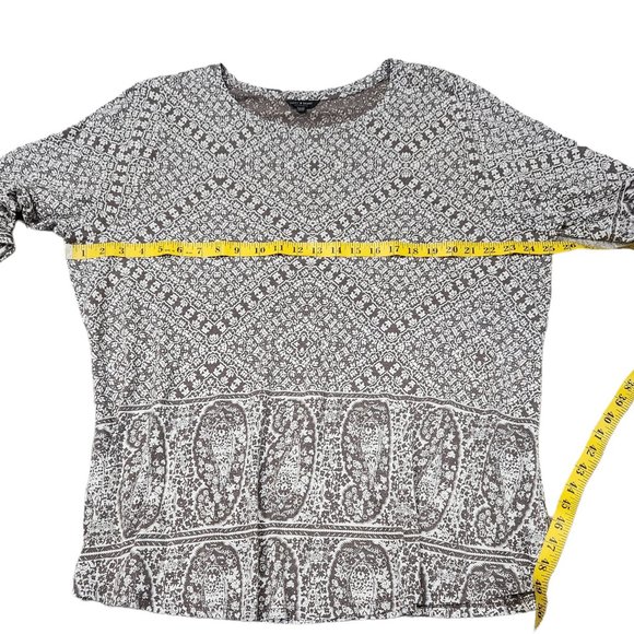 ❤️2/$18 Lucky Brand Boho Tunic Top 3/4 Sleeve Floral Paisley Print Stretch Plus - Picture 4 of 7